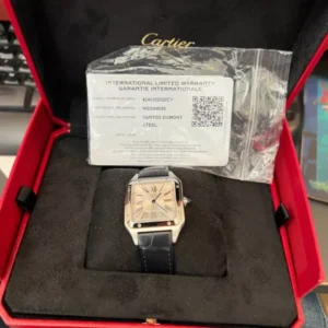Montre cartier santos 31,5 mm wssa0085 dumont en acier inoxydable d’occasion